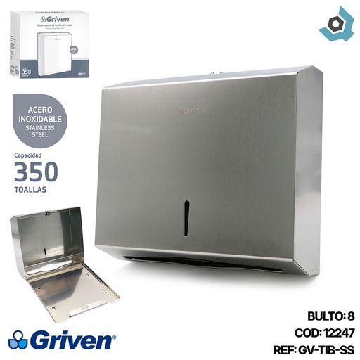 [12247] DISPENSADOR DE PAPEL CUADRADO SATINADO GRIVEN