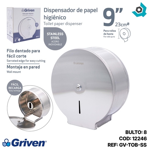 [12246] DISPENSADOR DE PAPEL REDONDO SATINADO GRIVEN