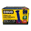 TORNILLOS PARA CONCRETO 3/16” X 1-1/4” 100 PZAS COVO