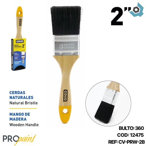 [12475] BROCHA PROFESIONAL 2" NEGRO COVO