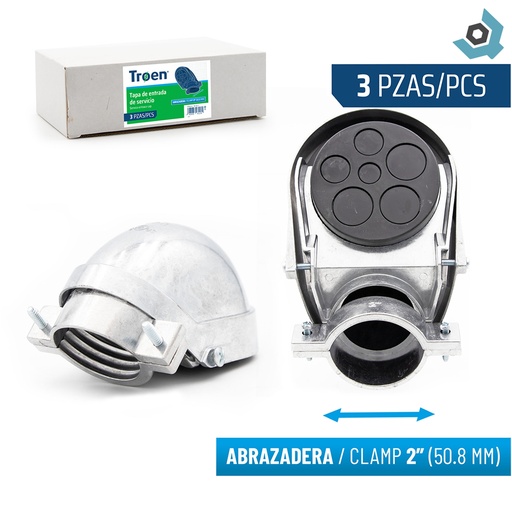 [12488] CABEZOTE CON ABRAZADERA PARA TUBOS DE 2" TROEN