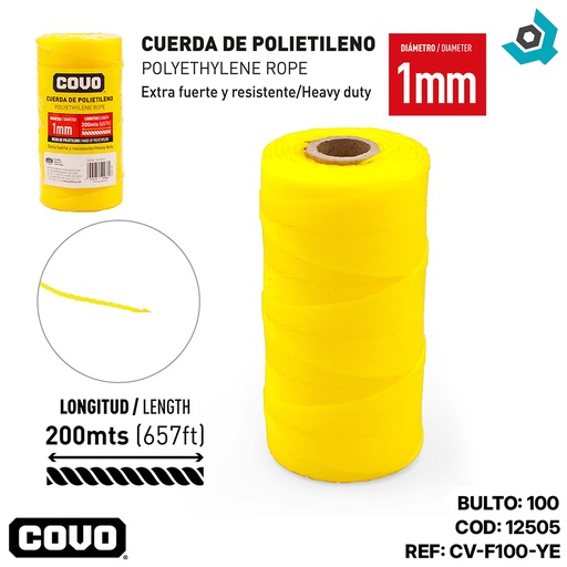 [12505] MECATILLO 1MM 200 METROS AMARILLO COVO