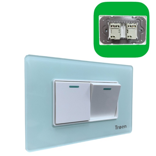 [12519] APAGADOR DOBLE 3 WAY DE ACRILICO VERDE AGUA TROEN