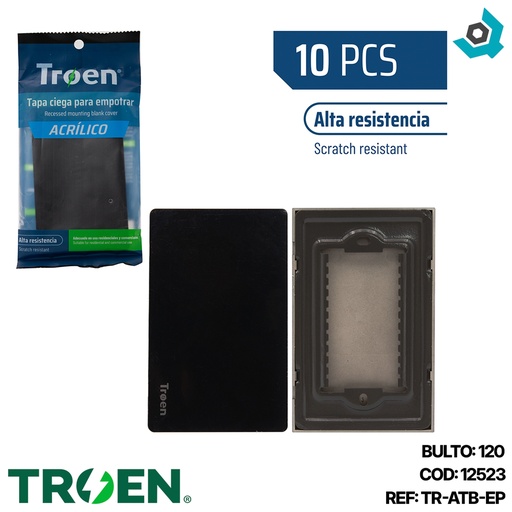 [12523] TAPA CIEGA PARA EMPOTRAR DE ACRILICO NEGRO TROEN