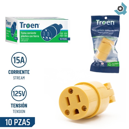 [12560] TOMACORRIENTE CON TIERRA 125V TROEN