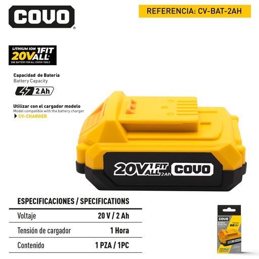[12589] BATERIA DE ION LITIO 20V 2AH COVO