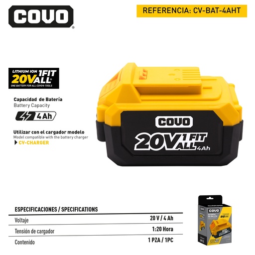 [12590] BATERIA DE ION LITIO 20V 4AH COVO