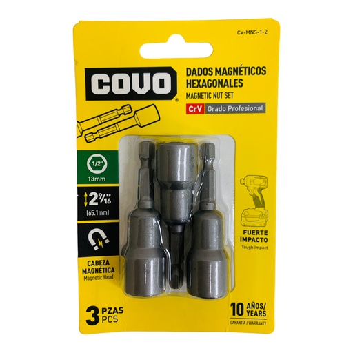 [12634] DADOS MAGNETICOS 1/2" 3 PZAS COVO