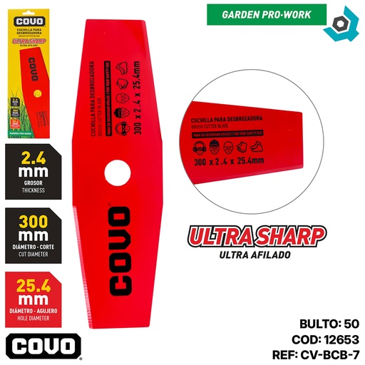 [12653] CUCHILLA PARA GUADANA 300 X 2.4 X 25.4MM COVO