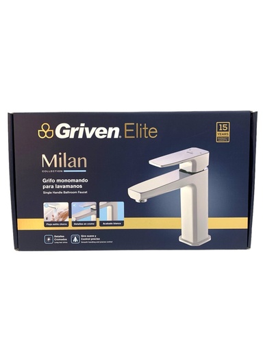 [12698] GRIFERIA MONOMANDO PARA LAVAMANOS BLANCO GRIVEN ELITE EDICION MILAN COLLECTION