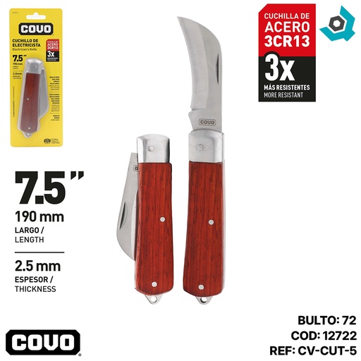 [12722] CUCHILLA PARA ELECTRICISTA COVO