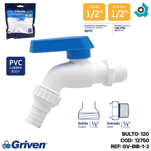 [12750] LLAVE PARA MANGUERA 1/2" PVC GRIVEN