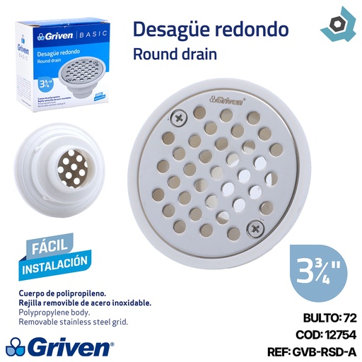 [12754] DESAGUE REDONDO 3 3/4" GRIVEN BASIC