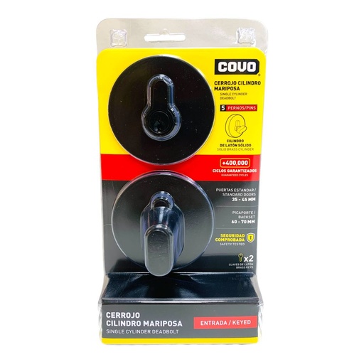 [12759] CERROJO CILINDRO MARIPOSA 45MM REDONDO NEGRO COVO
