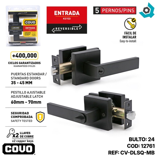 [12761] CERRADURA DE MANILLA ENTRADA MATE COVO