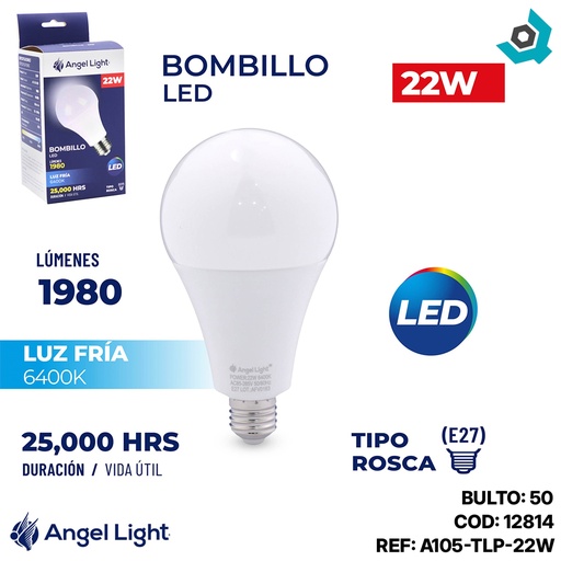 [12814] BOMBILLO LED 22W LUZ FRIA ANGEL LIGHT