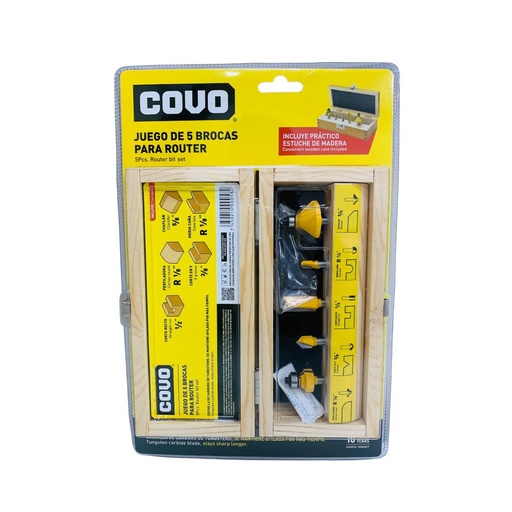 [12843] JUEGO DE 5 BROCAS PARA ROUTER COVO