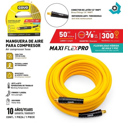 [12865] MANGUERA DE AIRE 3/8" PARA COMPRESOR 15.24M COVO