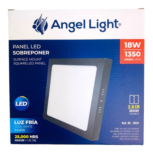 [12916] LAMPARA LED SUPERFICIAL CUADRADA 18W 4000K NEGRA ANGEL LIGHT