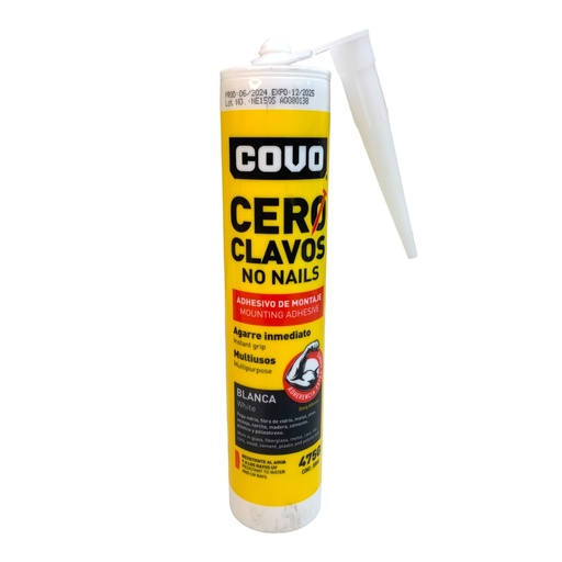 [12921] ADHESIVO DE MONTAJE CERO CLAVOS 300ML COVO
