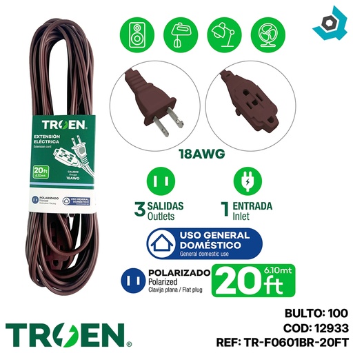 [12933] EXTENSION ELECTRICA 6M 3 TOMAS MARRON TROEN
