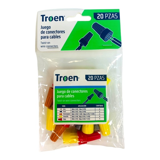 [12942] JUEGO DE CONECTORES PARA CABLES 20 PZAS TROEN