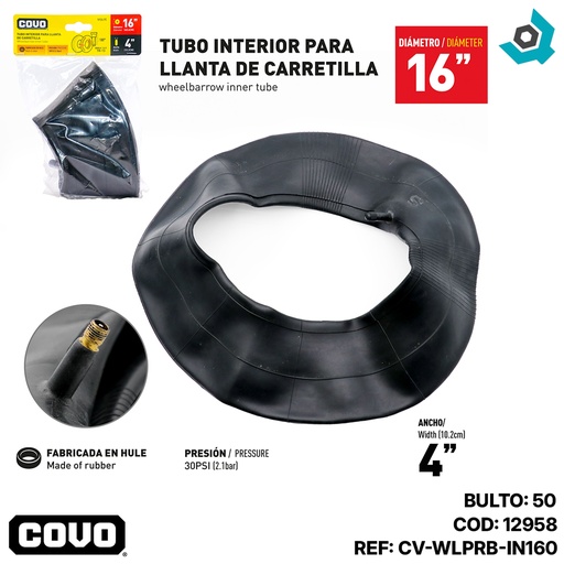 [12958] TRIPA PARA RUEDA DE CARRETILLA 16" COVO