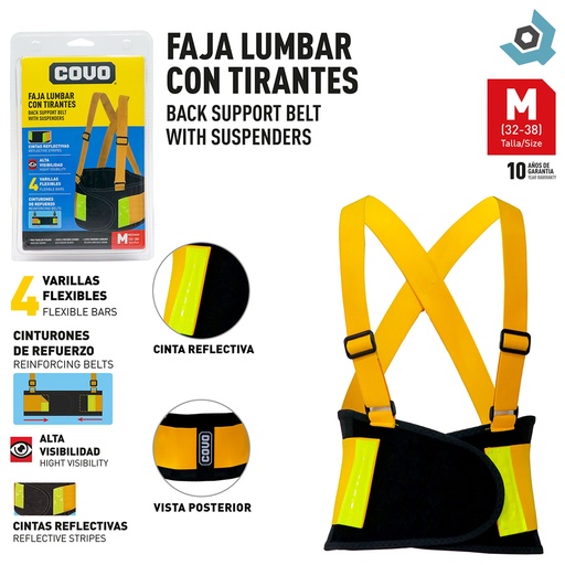 [12960] FAJA LUMBAR CON TIRANTES TALLA M COVO