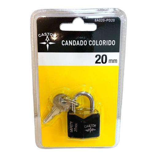 [12965] CANDADO COLORIDO 20MM CASTOR