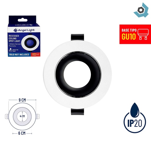 [12979] BASE DE LAMPARA TIPO SPOT REDONDA EMPOTRAR GU10 ANGEL LIGHT