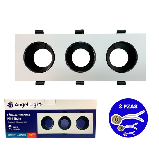 [12981] BASE DE LAMPARA TRIPLE TIPO SPOT EMPOTRAR GU10 ANGEL LIGHT