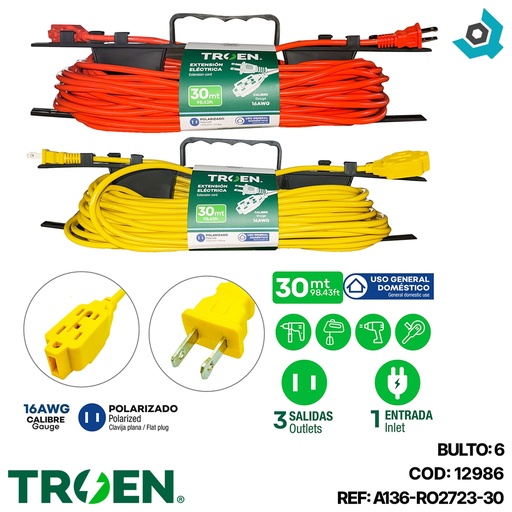 [12986] EXTENSION ELECTRICA 30M TROEN