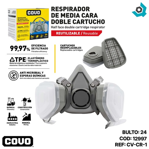 [12997] MASCARA RESPIRADOR DE MEDIA CARA COVO