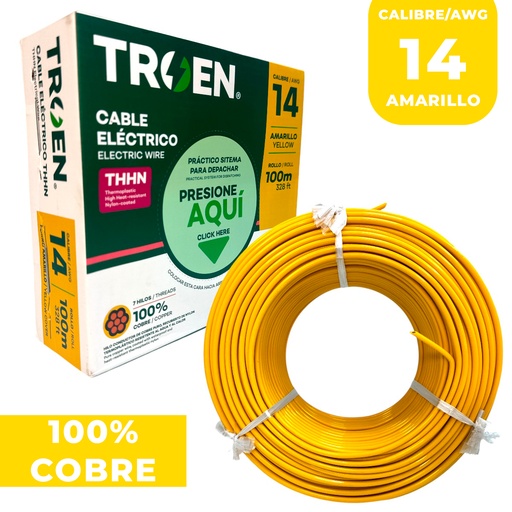 [13032] CABLE ELECTRICO 14 AWG AMARILLO 7 HILOS TROEN