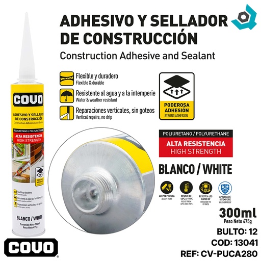 [13041] ADHESIVO Y SELLADOR DE CONSTRUCCION 300ML COVO