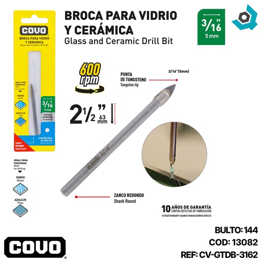 [13082] MECHA PARA VIDRIO 3/16" COVO