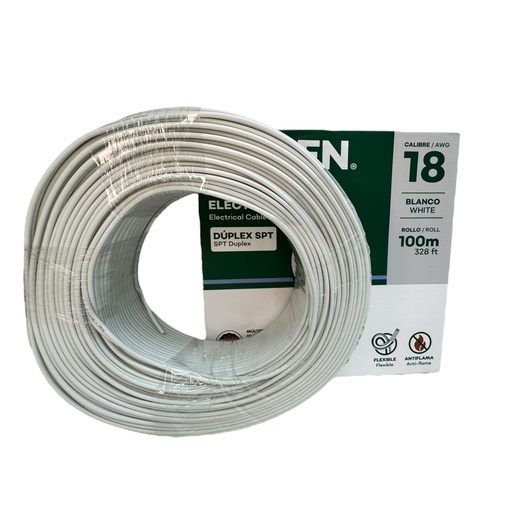 [13090] CABLE 18 AWG BLANCO DUPLEX SPT TROEN