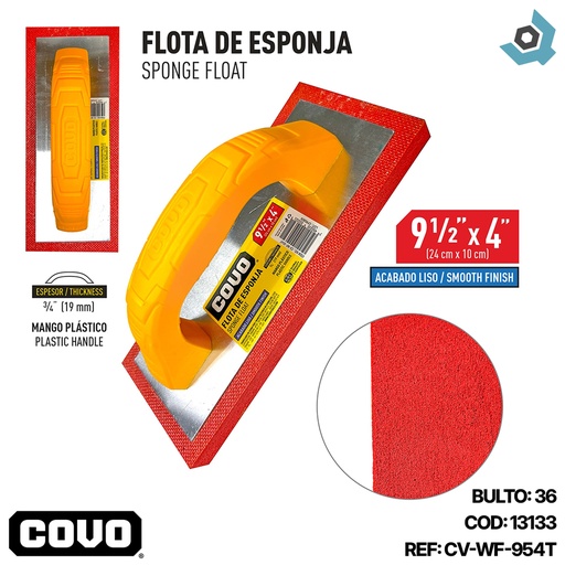 [13133] LLANA DE GOMA LISA 9 1/2" X 4" COVO