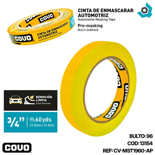 [13154] TIRRO PARA ENMASCARAR 3/4" AUTOMOTRIZ COVO