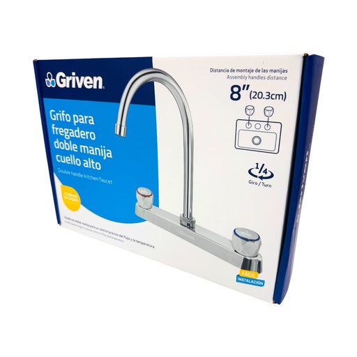 [13166] GRIFERIA PARA FREGADERO DOBLE MANIJA CROMADO GRIVEN