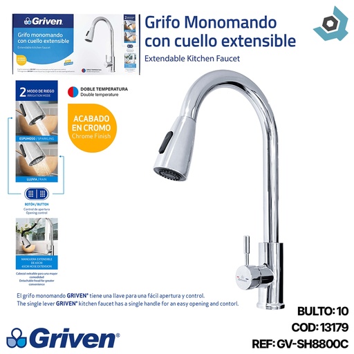 [13179] GRFIERIA MONOMANDO CON CUELLO EXTENSIBLE CROMADO GRIVEN