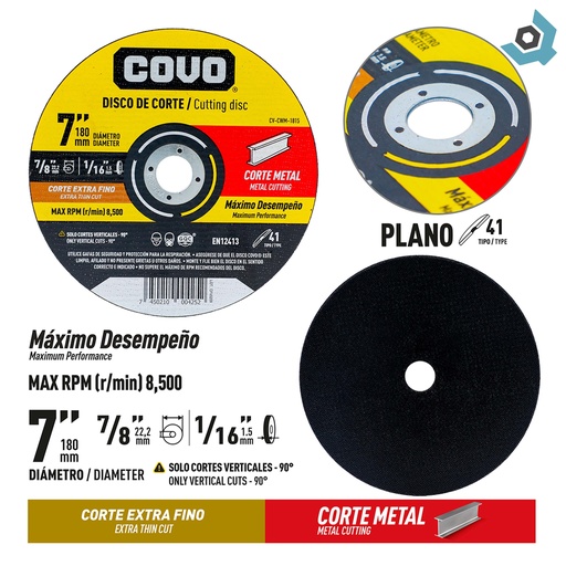 [13185] DISCO PARA CORTE EN METAL 7" EXTRA FINO COVO