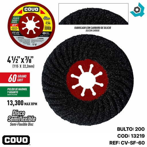 [13219] DISCO PARA PULIR GRANO 60 DE 4 1/2" COVO