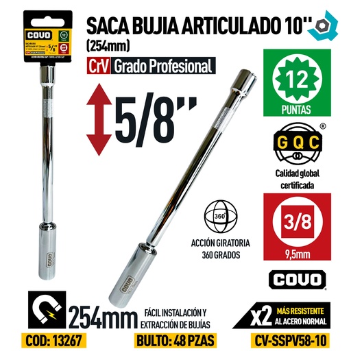 [13267] SACA BUJIA ARTICULADO 10" 5/8" COVO