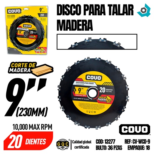 [13277] DISCO SIERRA PARA TALLAR MADERA 9" COVO