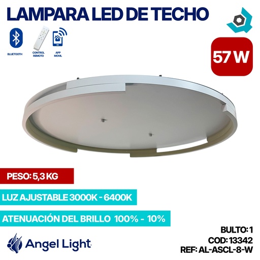 [13342] LAMPARA LED 57W DE TECHO LUZ AJUSTABLE BLANCA ANGEL LIGHT