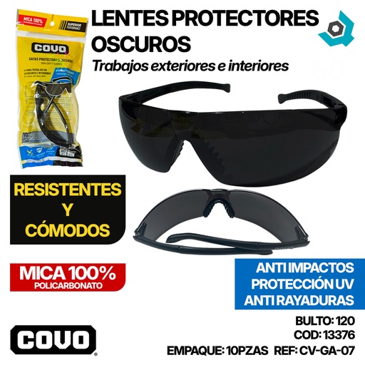 [13376] LENTES PROTECTORES OSCUROS COVO