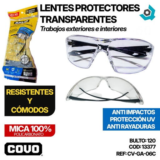 [13377] LENTES PROTECTORES TRANSPARENTES COVO