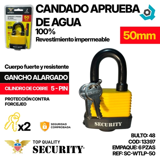 [13397] CANDADO A PRUEBA DE AGUA 50MM SECURITY