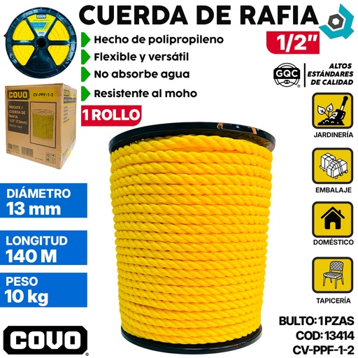 [13414] RAFIA 1/2" 140 METROS COVO (MECATE)